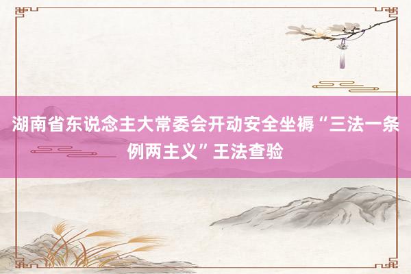 湖南省东说念主大常委会开动安全坐褥“三法一条例两主义”王法查验